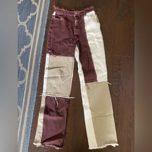 Brown/Tan Patched Jeans